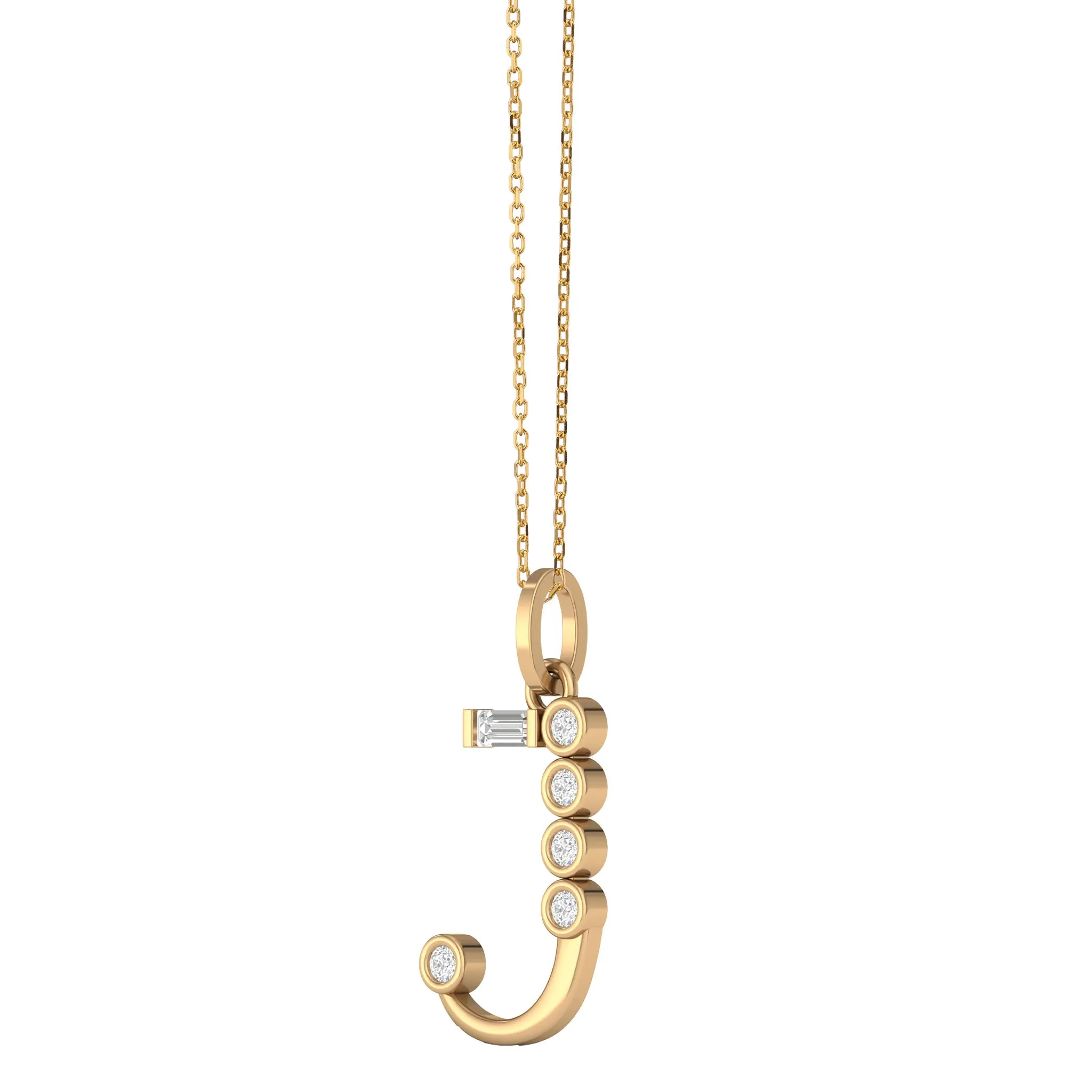 Diamond Initial Pendants in 18K Yellow Gold