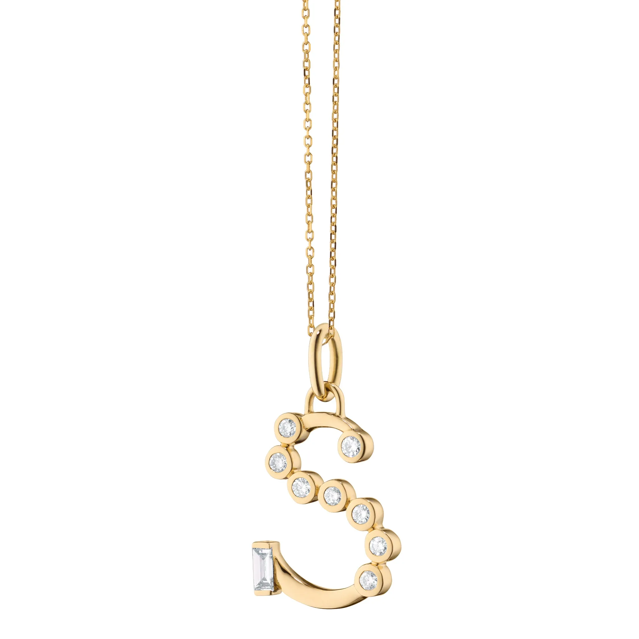 Diamond Initial Pendants in 18K Yellow Gold