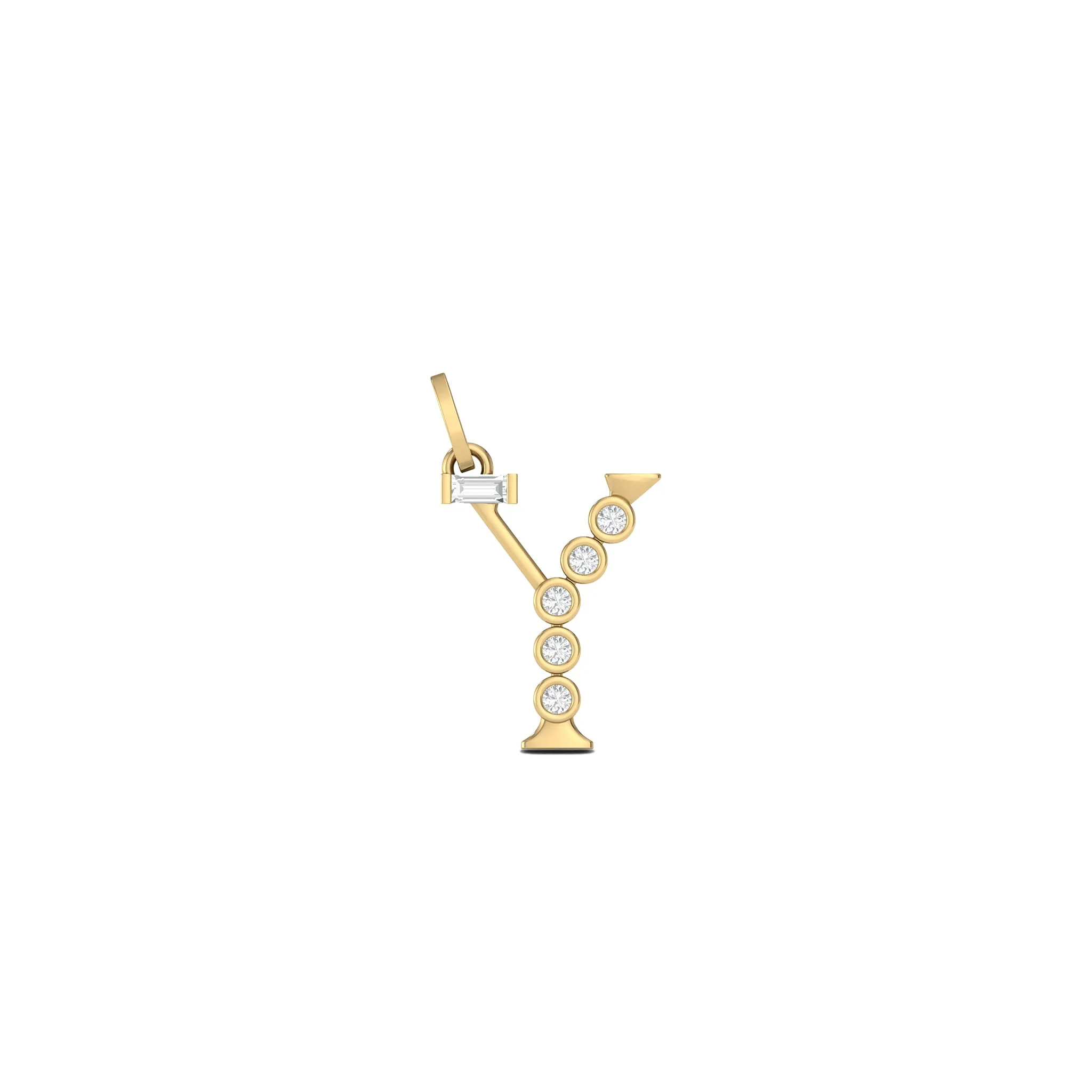 Diamond Initial Pendants in 18K Yellow Gold