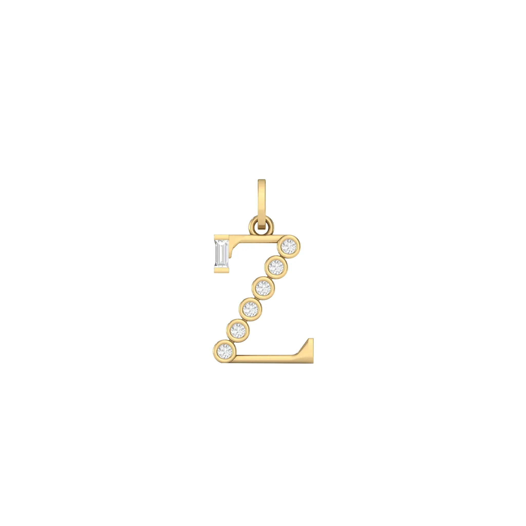 Diamond Initial Pendants in 18K Yellow Gold