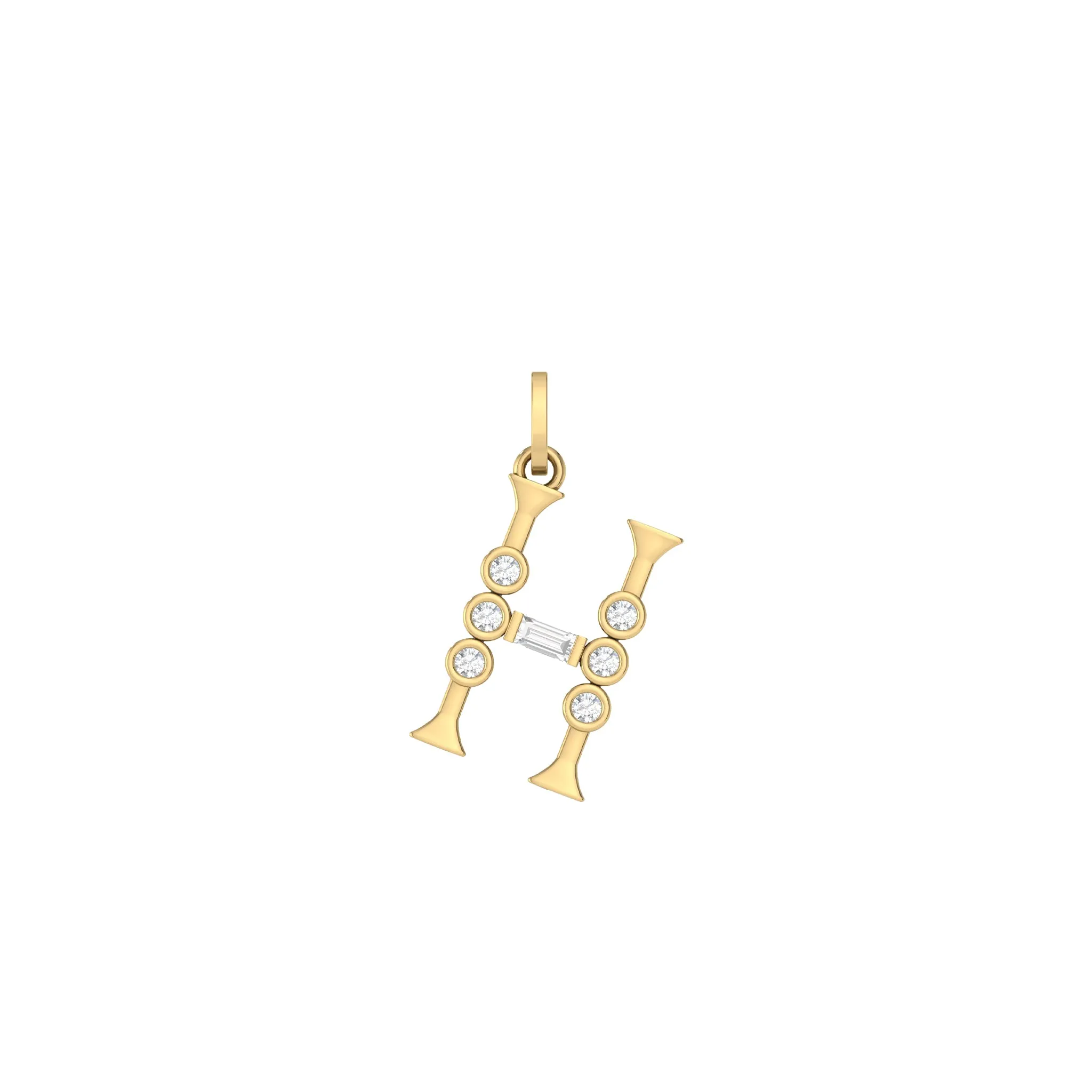 Diamond Initial Pendants in 18K Yellow Gold