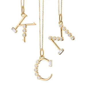 Diamond Initial Pendants in 18K Yellow Gold