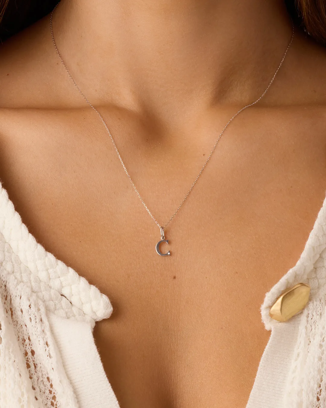 Diamond Vintage Alphabet Charm Necklace