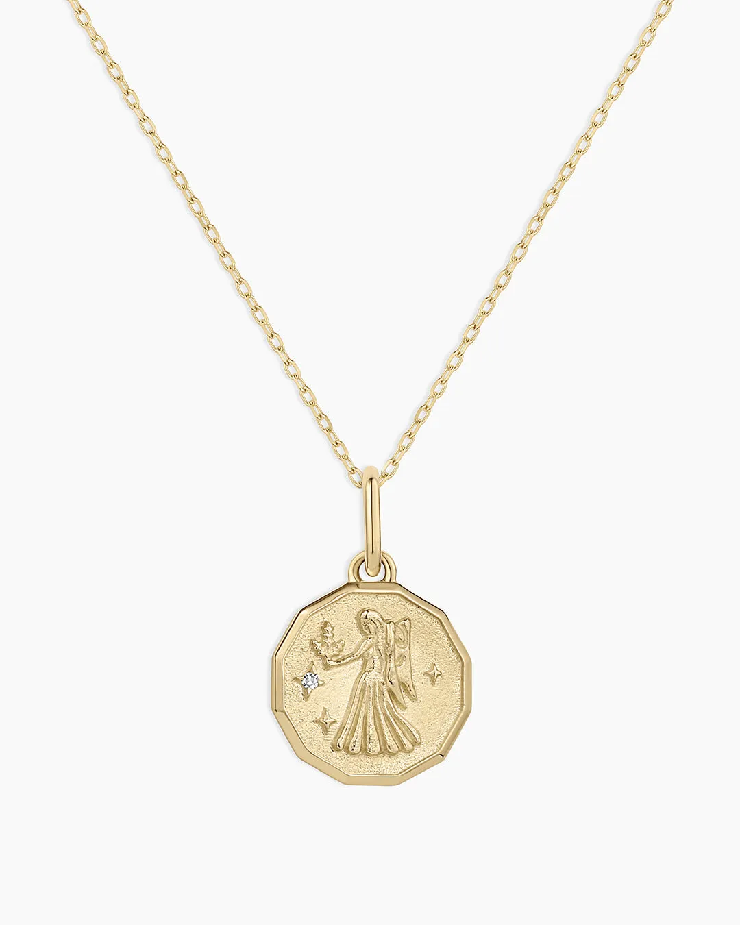 Diamond Zodiac Coin Charm Necklace
