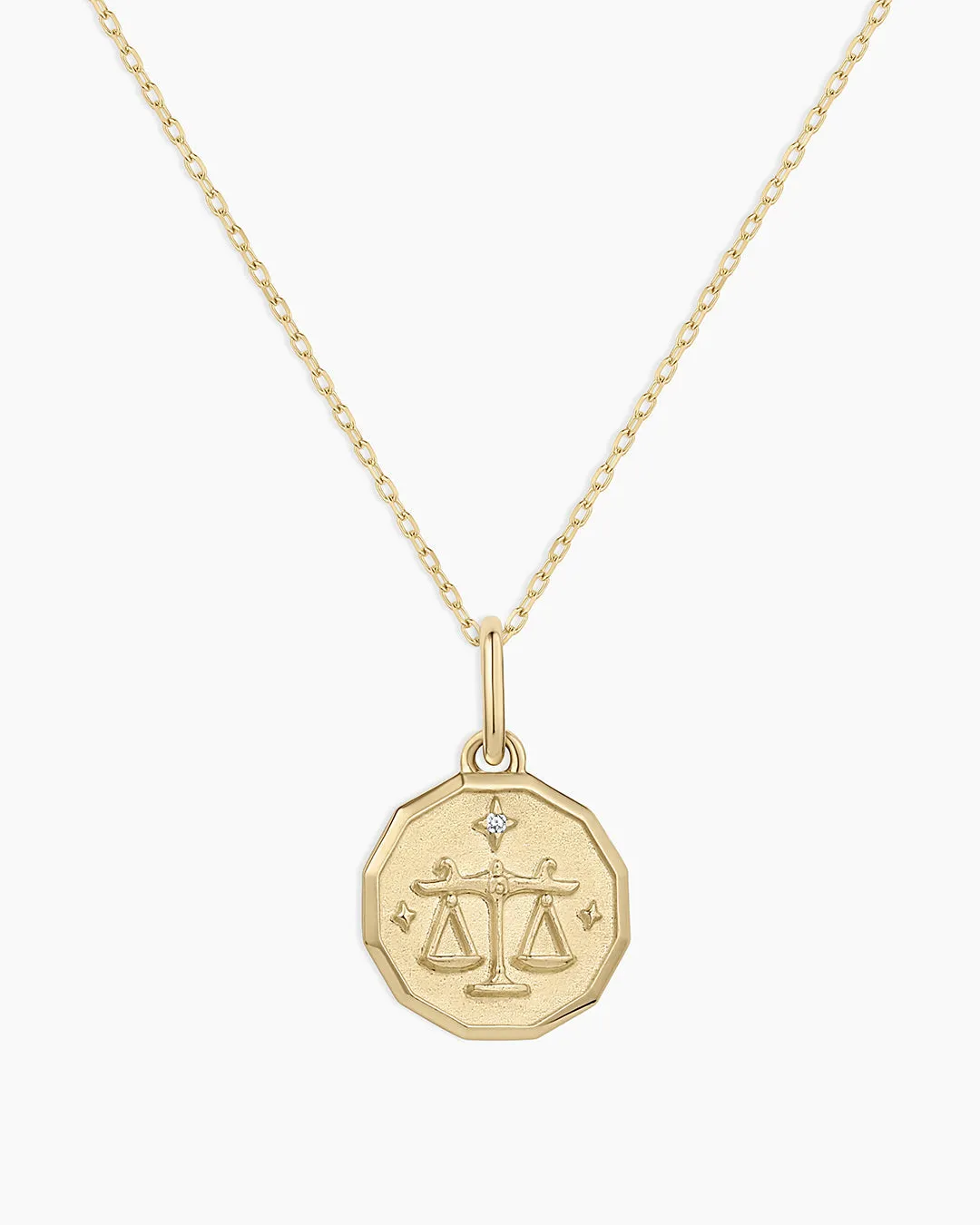 Diamond Zodiac Coin Charm Necklace