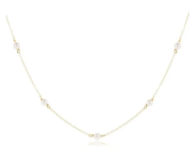 E Newton 17" Choker Simplicity Chain Gold - 6mm Pearl