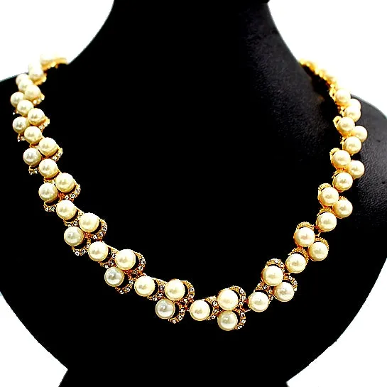 Elegant Modish Pear Crystal Earring Gold Necklace Set