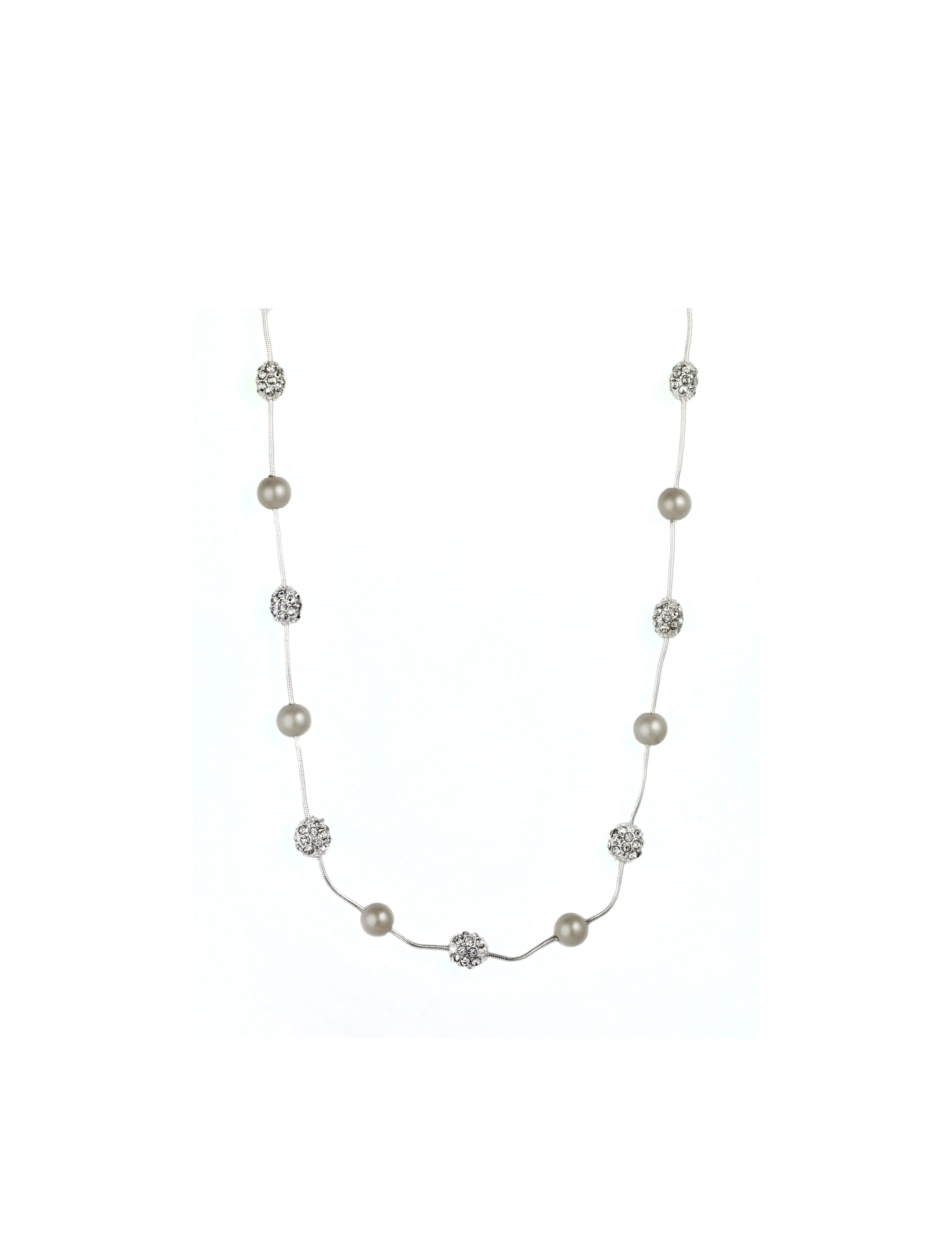 Fireball Faux Pearl Station Link Necklace