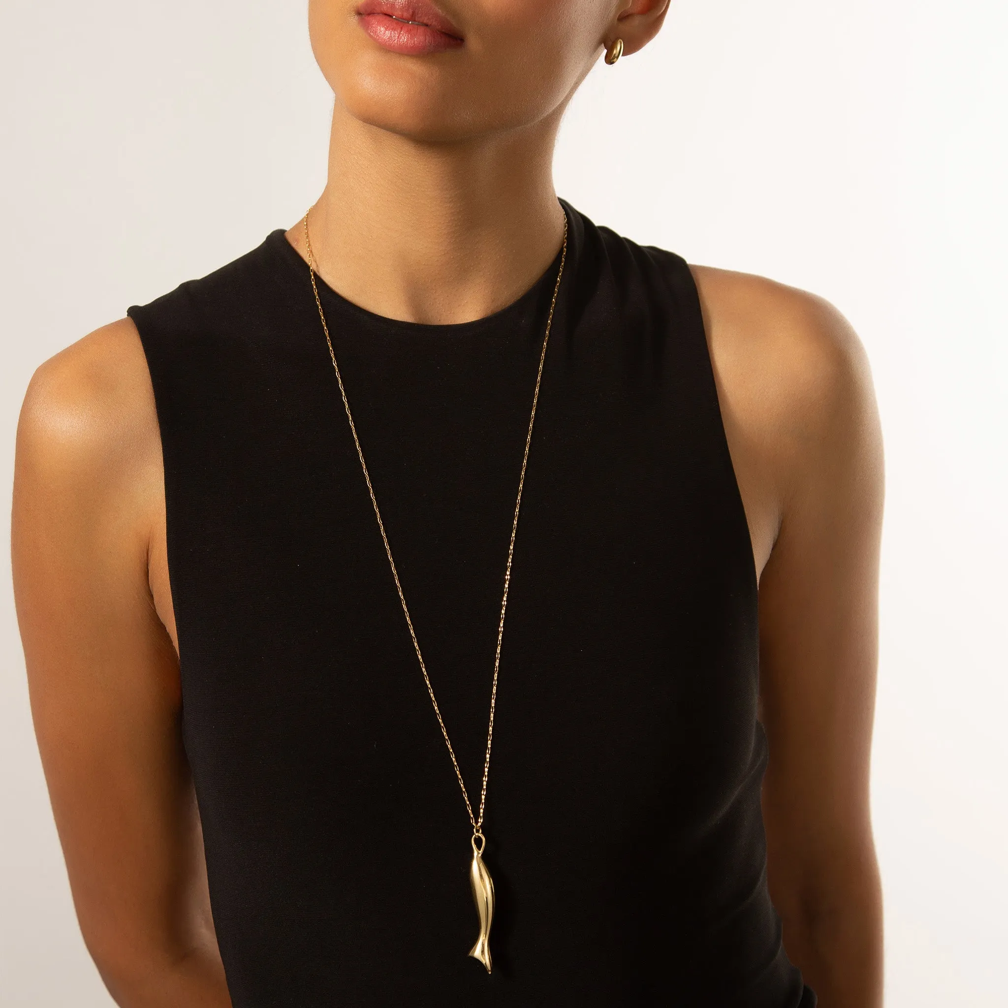 Fish "Perseverance" 18K Gold Charm Necklace