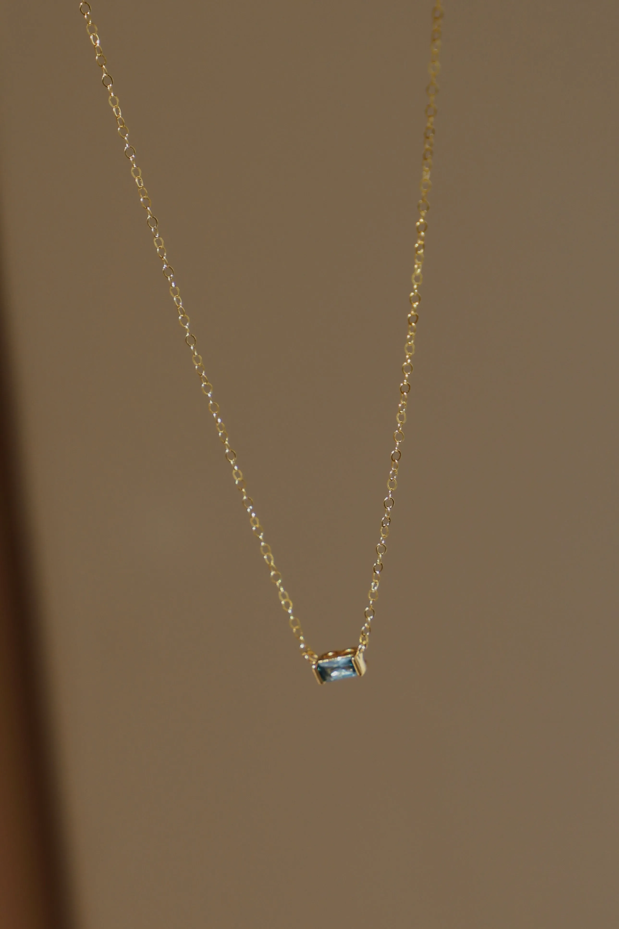 FLOATING AQUAMARINE CZ BAGUETTE NECKLACE