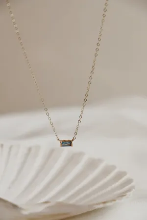FLOATING AQUAMARINE CZ BAGUETTE NECKLACE