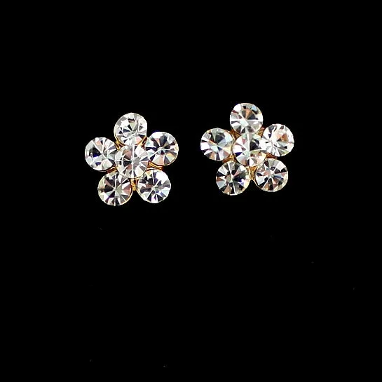 Flower Crystal Gold Plating Earring Necklace Set Wife Gifts