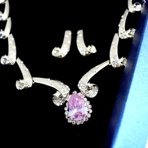 Gifts For Women Friends Teardrop Crystal Earring Necklace Set