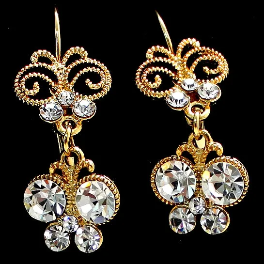Golden Butterfly Flower Crystal Necklace Set birthday gifts for mom