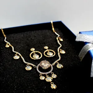 Golden Countless Crystal Necklace Set Christmas Idea For Girlfriend