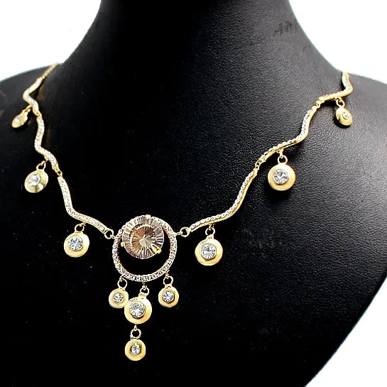 Golden Countless Crystal Necklace Set Christmas Idea For Girlfriend