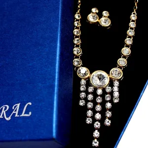Golden Earring Tassel Necklace Set Unique Gifts Girlfriend
