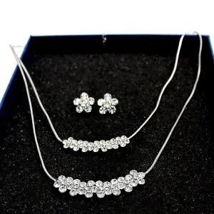 Great Gifts For Women Crystal Flower Earring Necklace Set