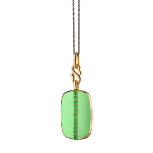 Green Enamel Vermeil "Britt" Locket with Emeralds