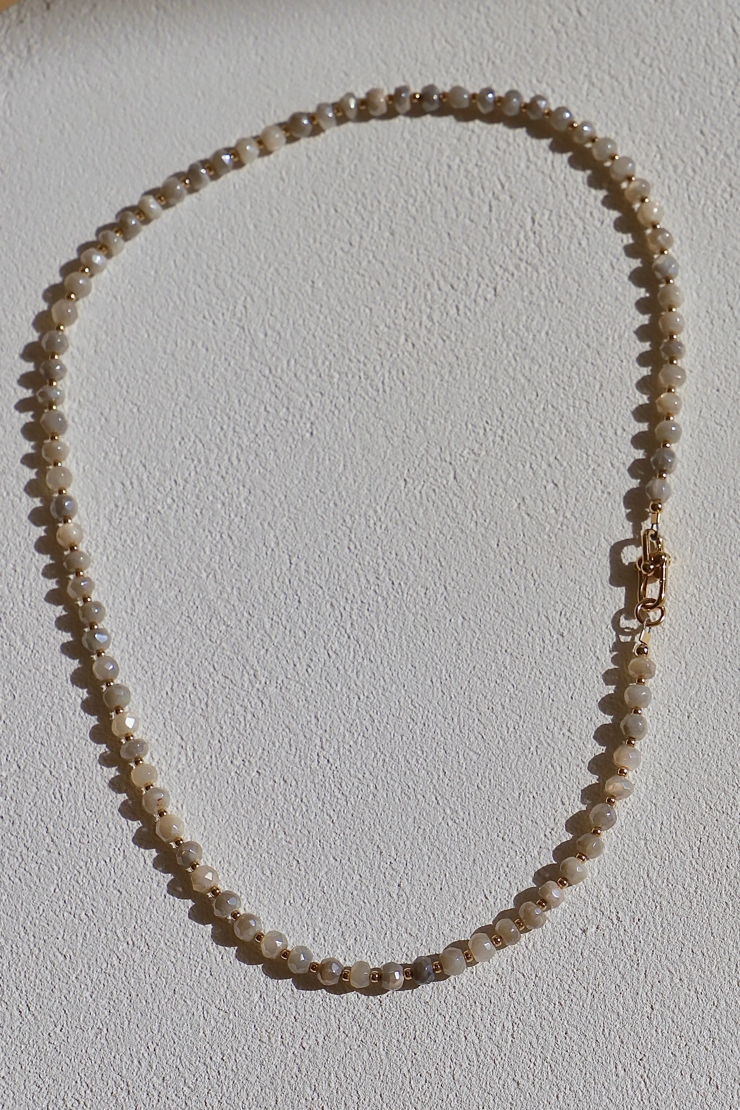 GREY SILVERITE BEADED NECKLACE