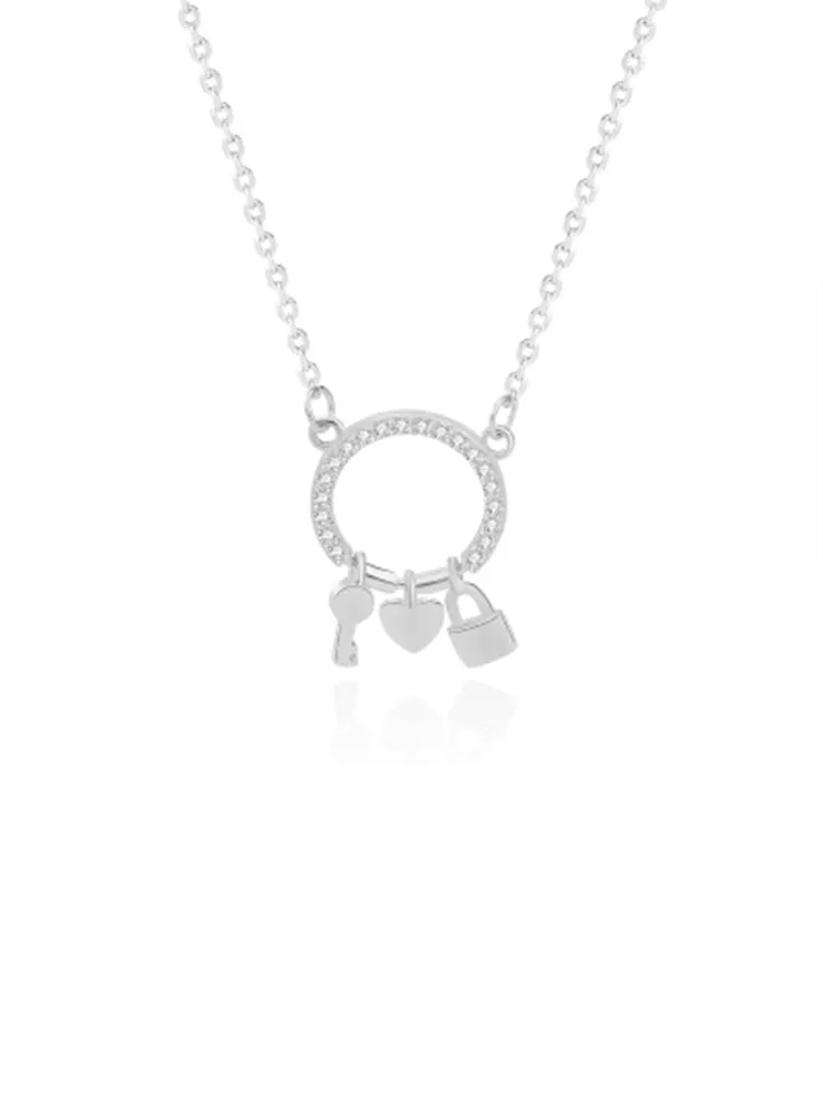 Heart Lock and Key Pendant Necklace
