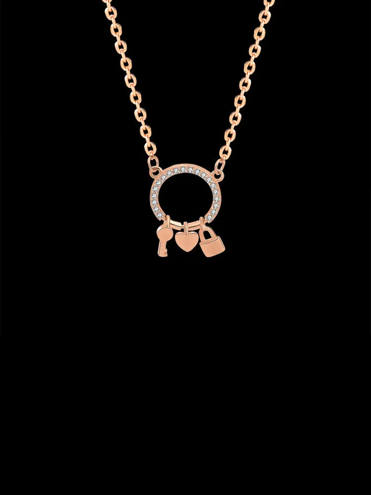Heart Lock and Key Pendant Necklace