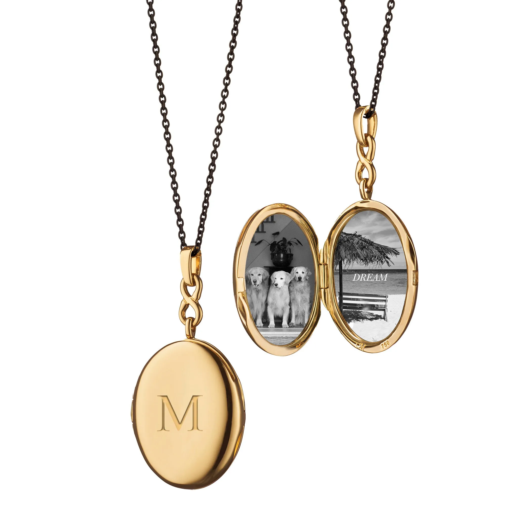 Infinity Diamond & Gold Engraved Locket Necklace