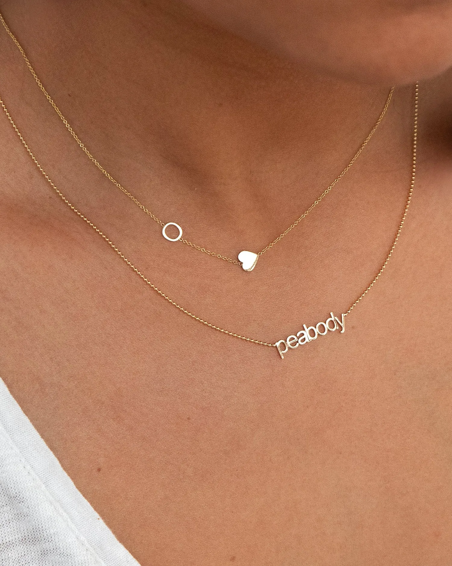 Letter Necklace with Heart Yellow Gold