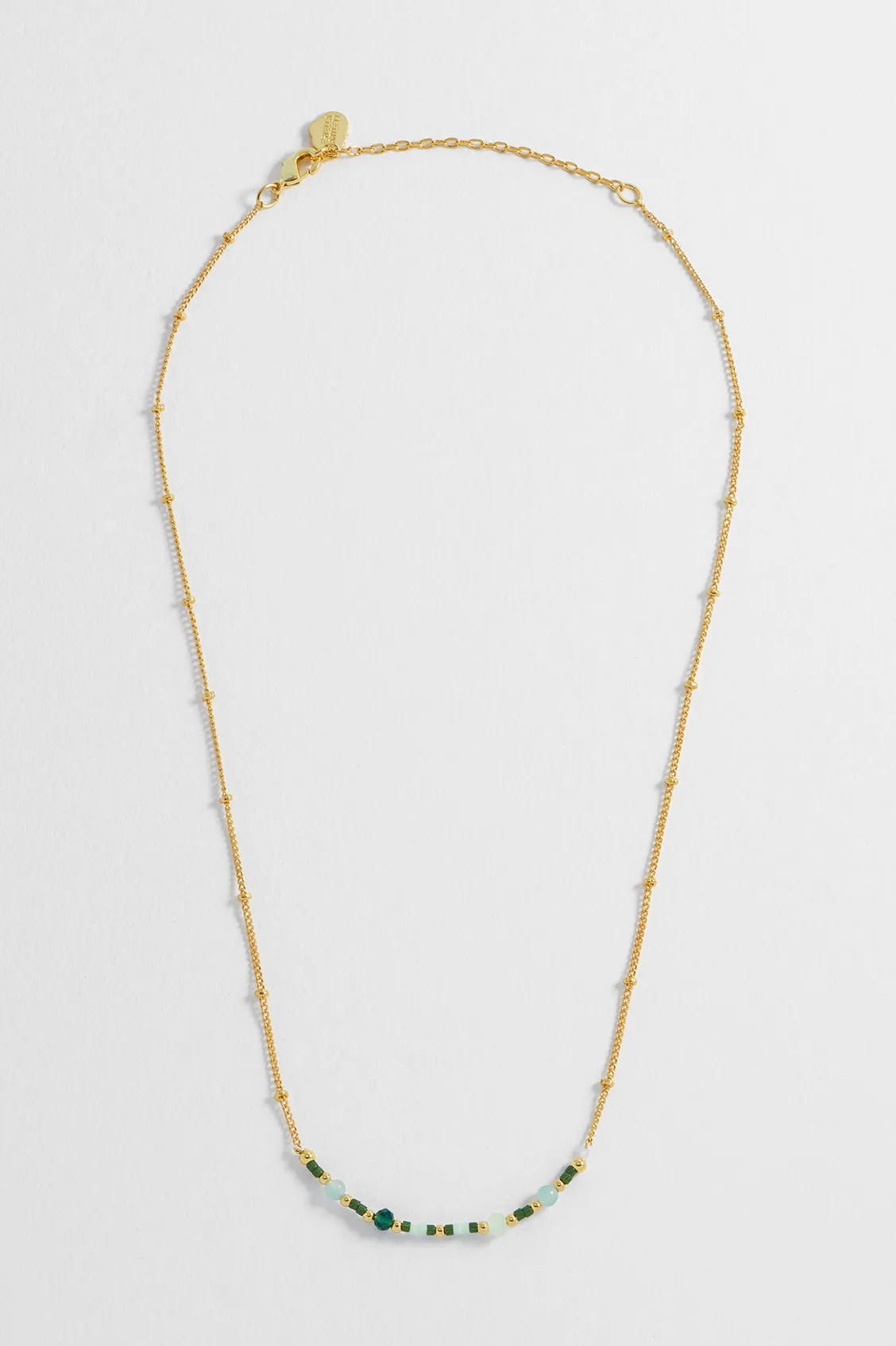 Mini Green Beaded Chain Necklace