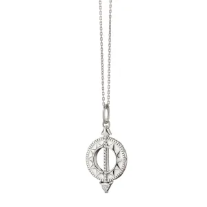 Mini Sterling Silver White Enamel Sundial Charm - Time is Precious