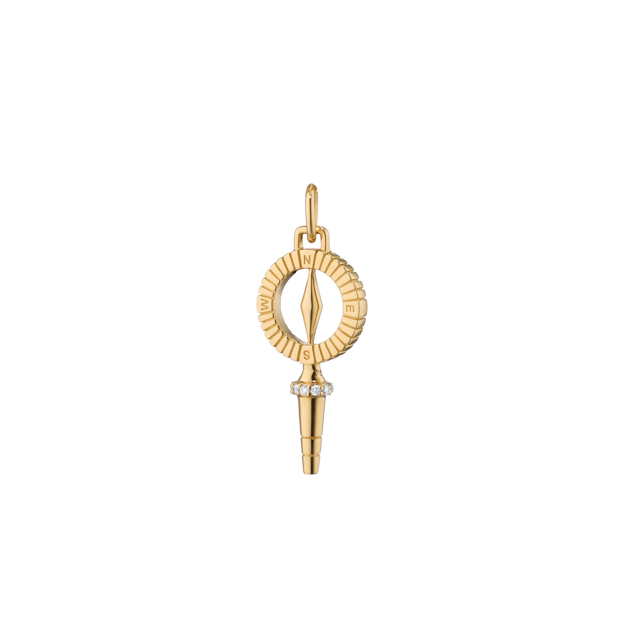 Mini “True North” Compass Key with Diamonds