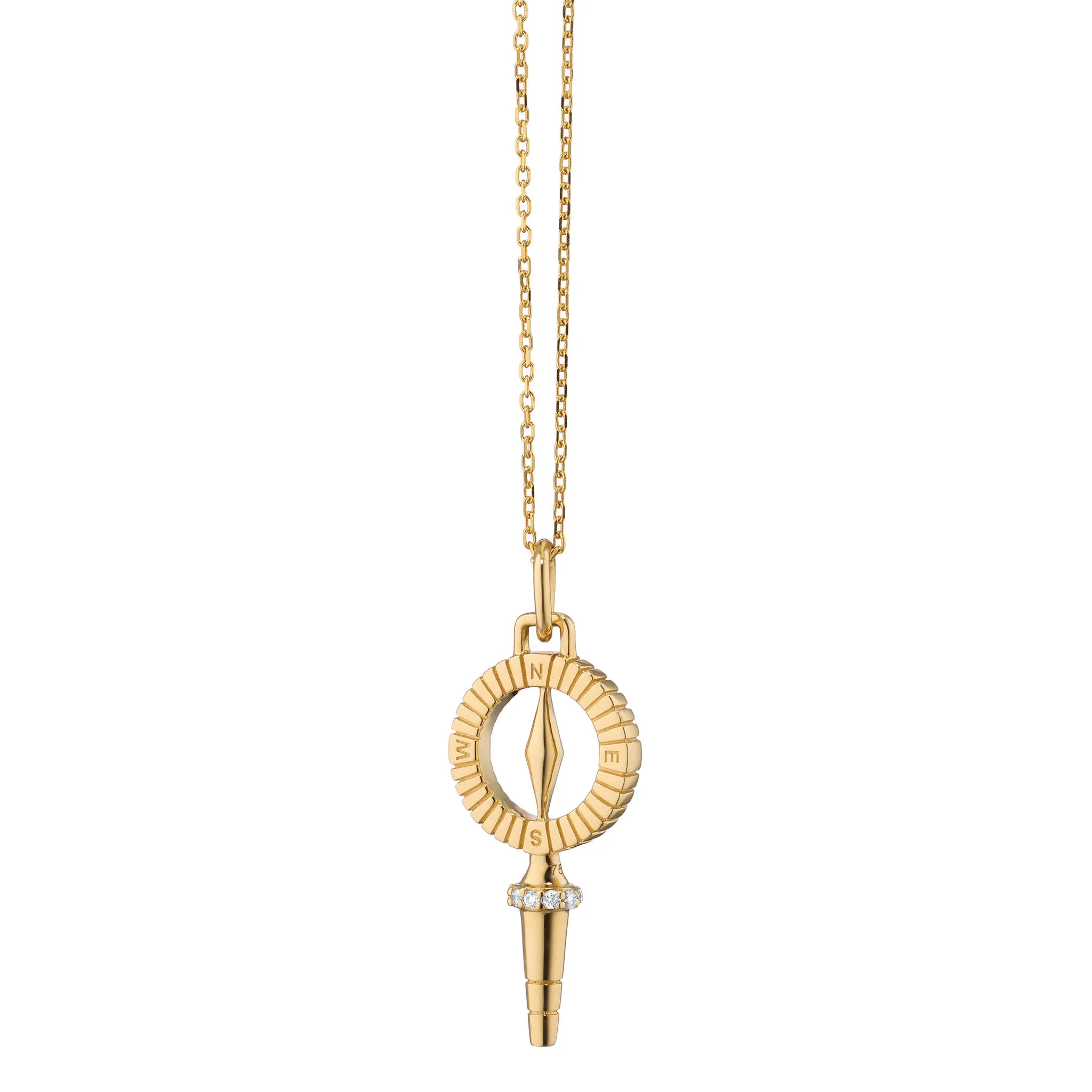 Mini “True North” Compass Key with Diamonds