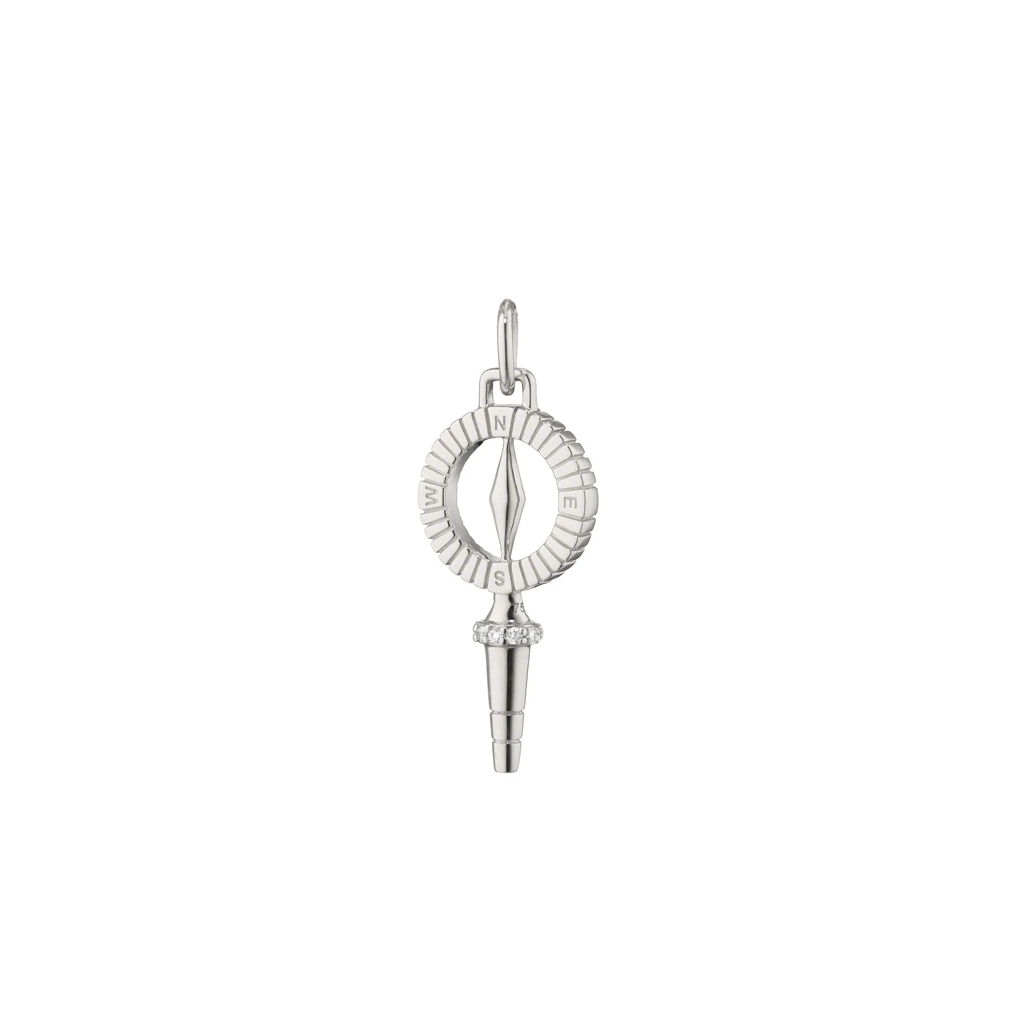 Mini “True North” Compass Key with White Sapphires