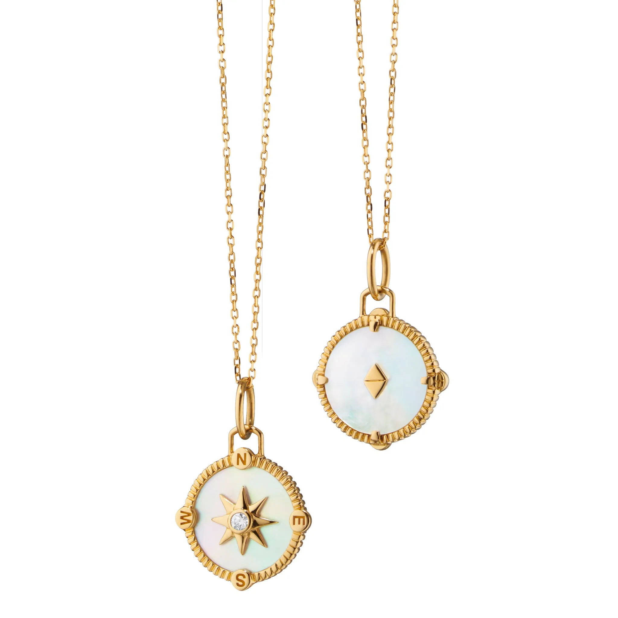 Mother of Pearl Mini "Adventure" Compass Charm Necklace