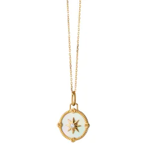 Mother of Pearl Mini "Adventure" Compass Charm Necklace