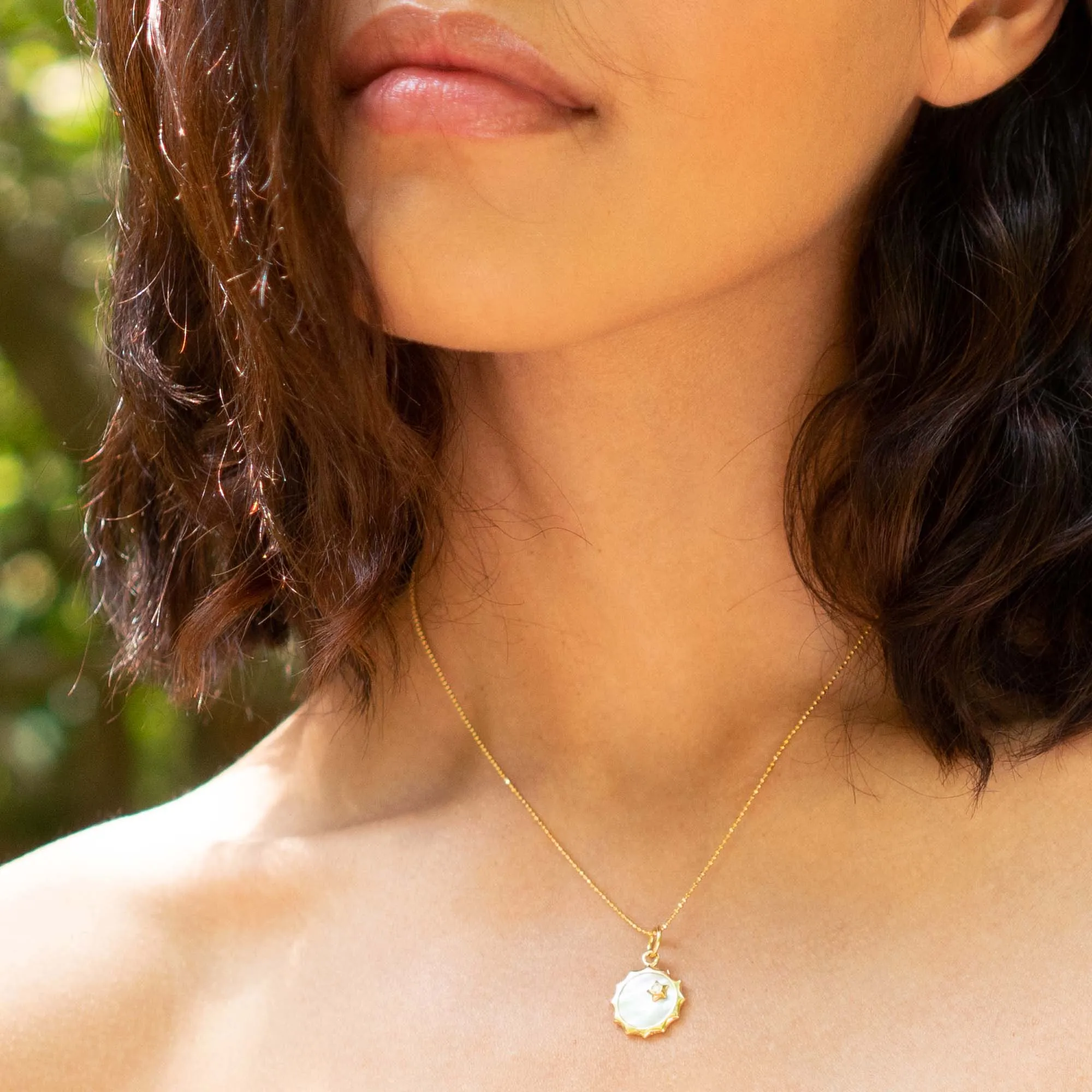 Mother of Pearl "Happiness" Sun and Star Charm