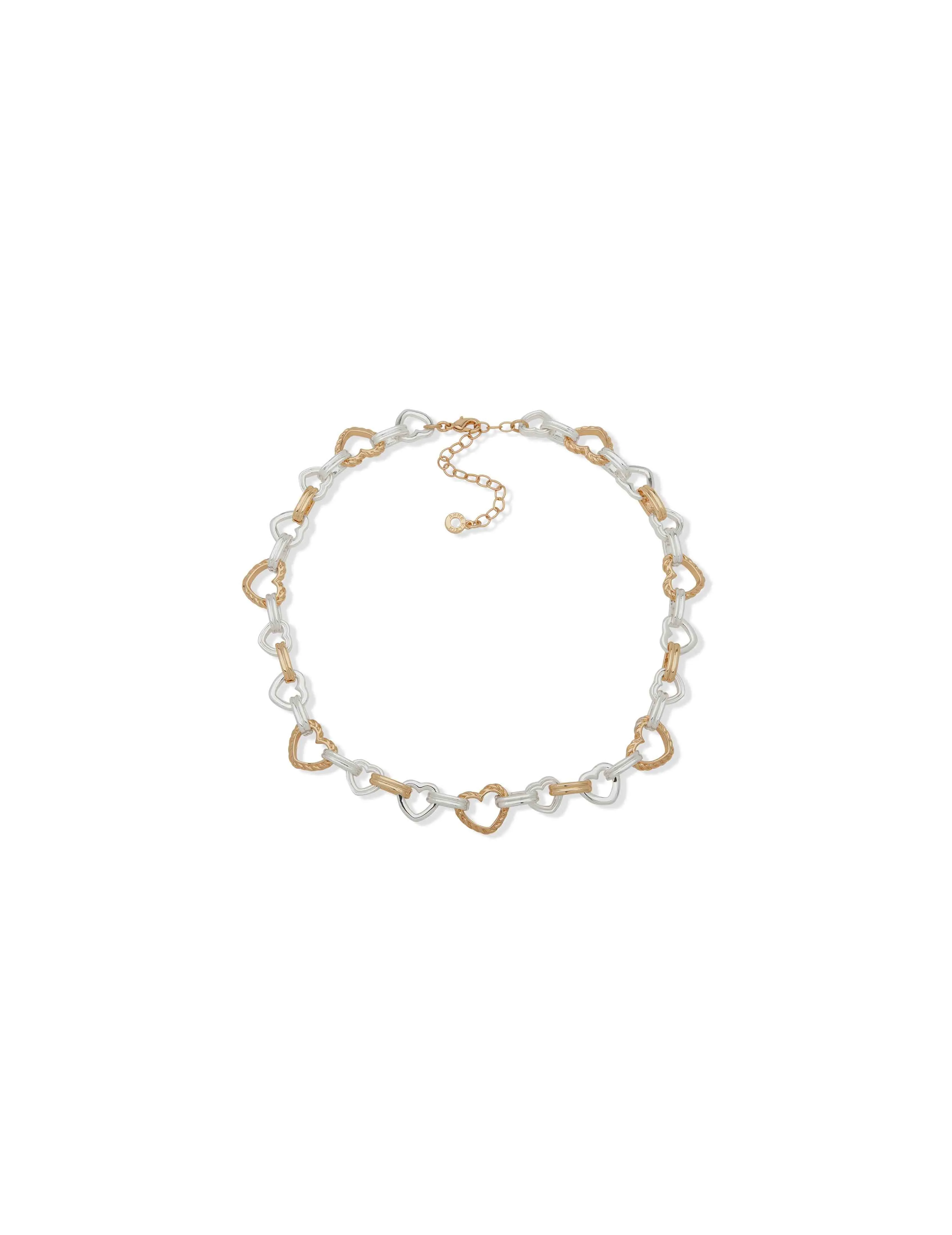 Multi Metal Heart Link Collar Necklace