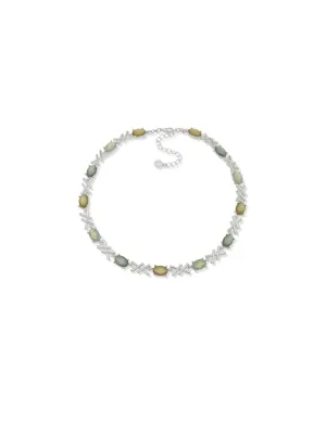 Oval Criss Cross Necklace - Green Multi
