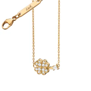 Pavé and Baguette Diamond Mini Clover “Luck” Necklace