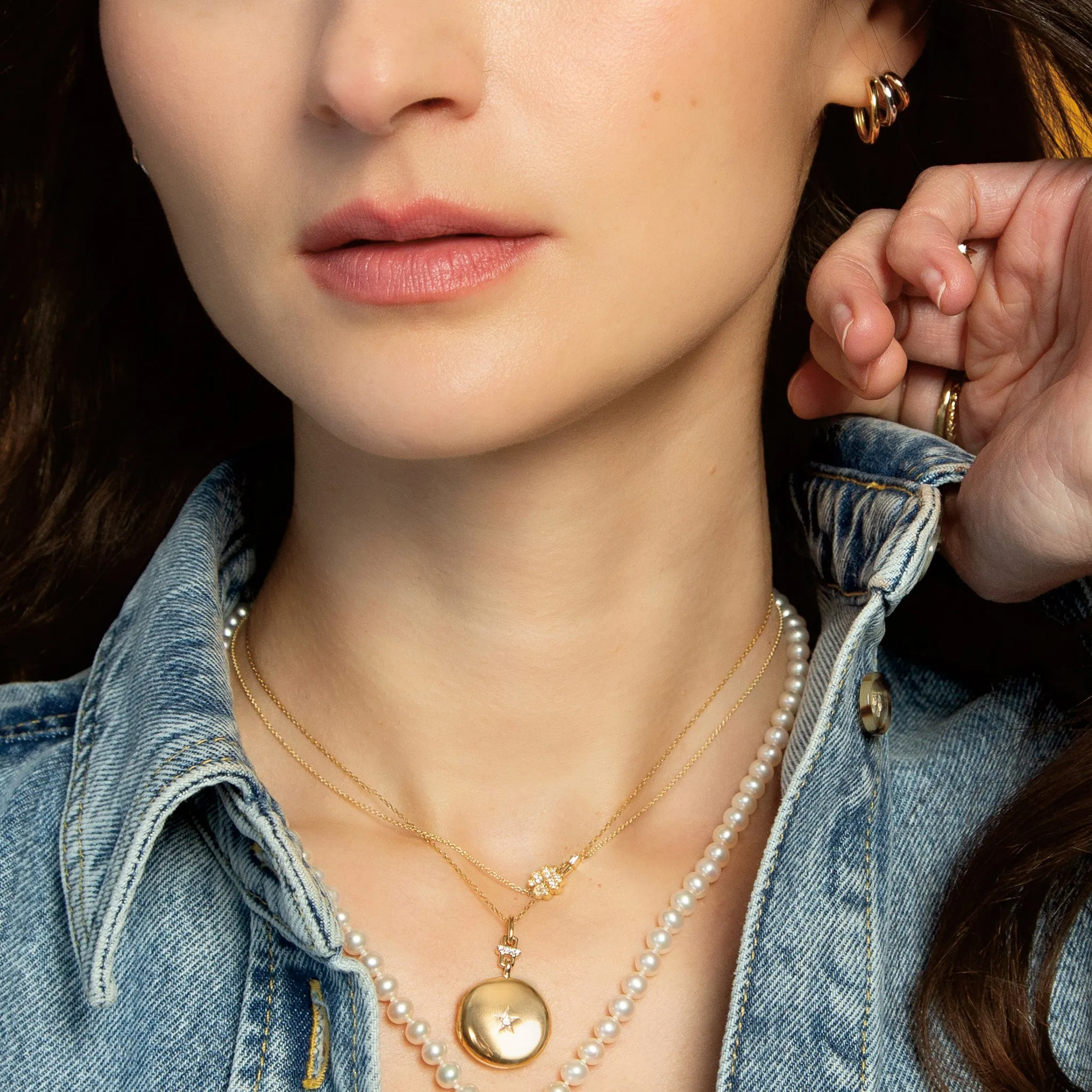 Pavé and Baguette Diamond Mini Clover “Luck” Necklace