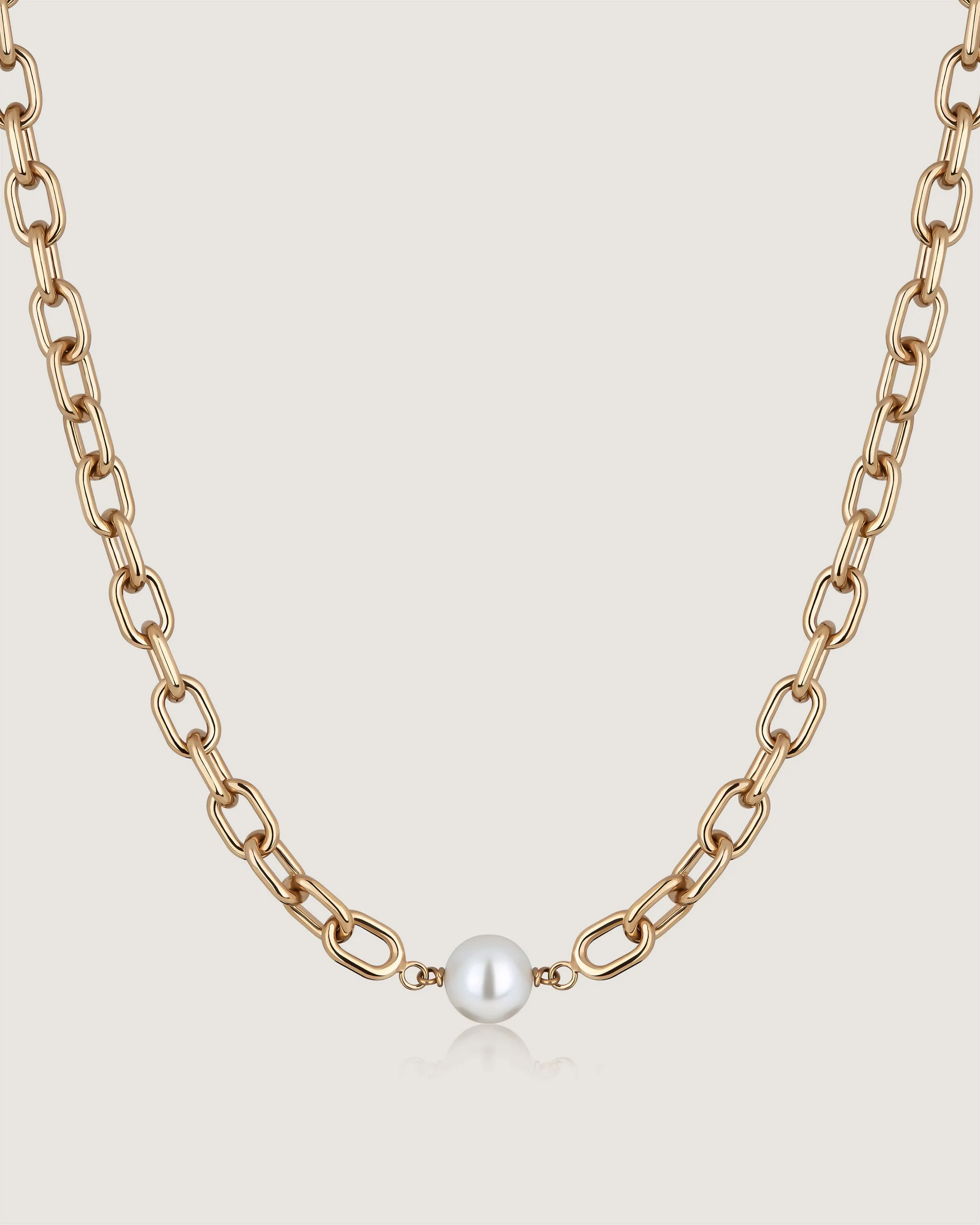 Pearl Link Necklace - 22 Carat Gold Gilded