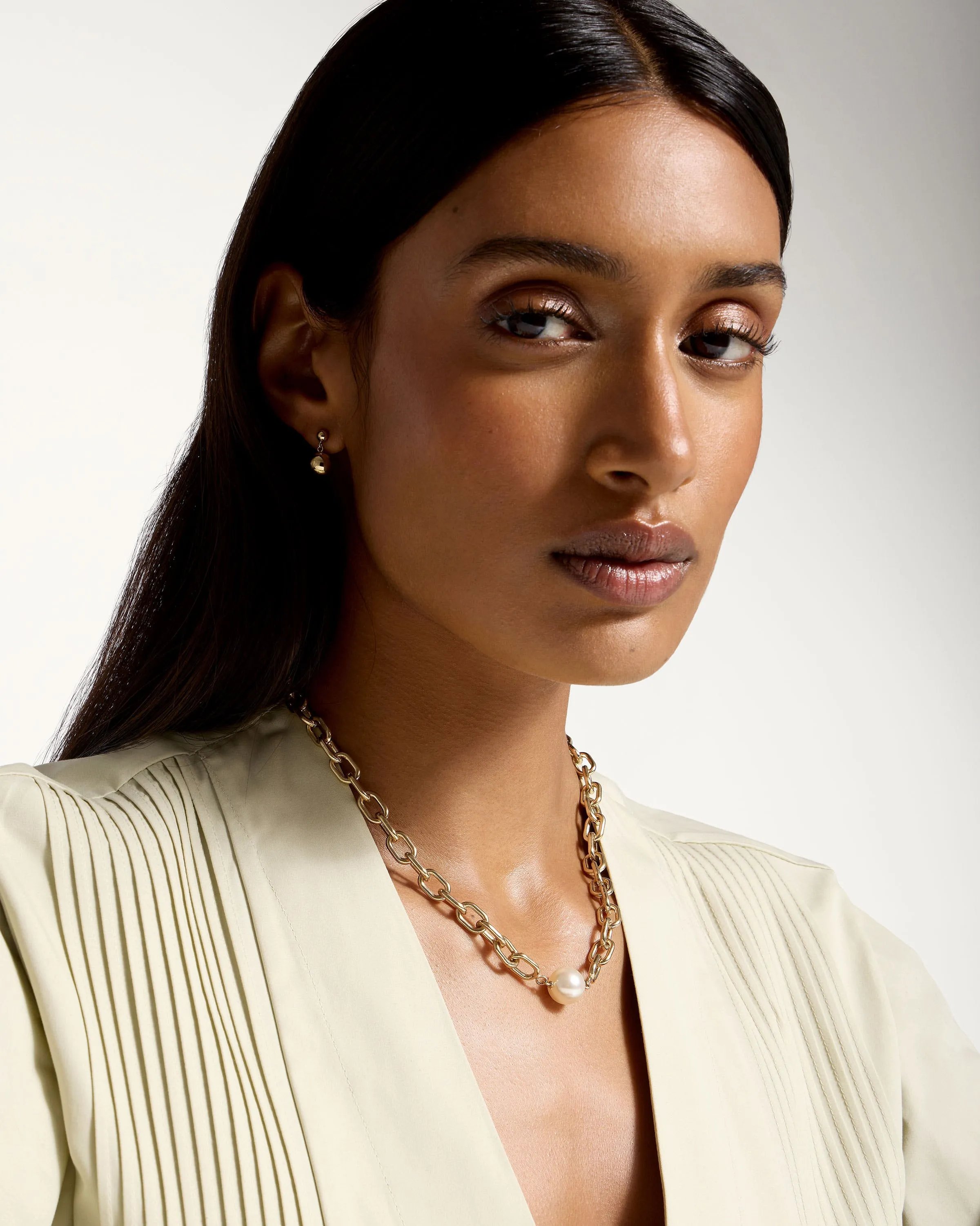 Pearl Link Necklace - 22 Carat Gold Gilded