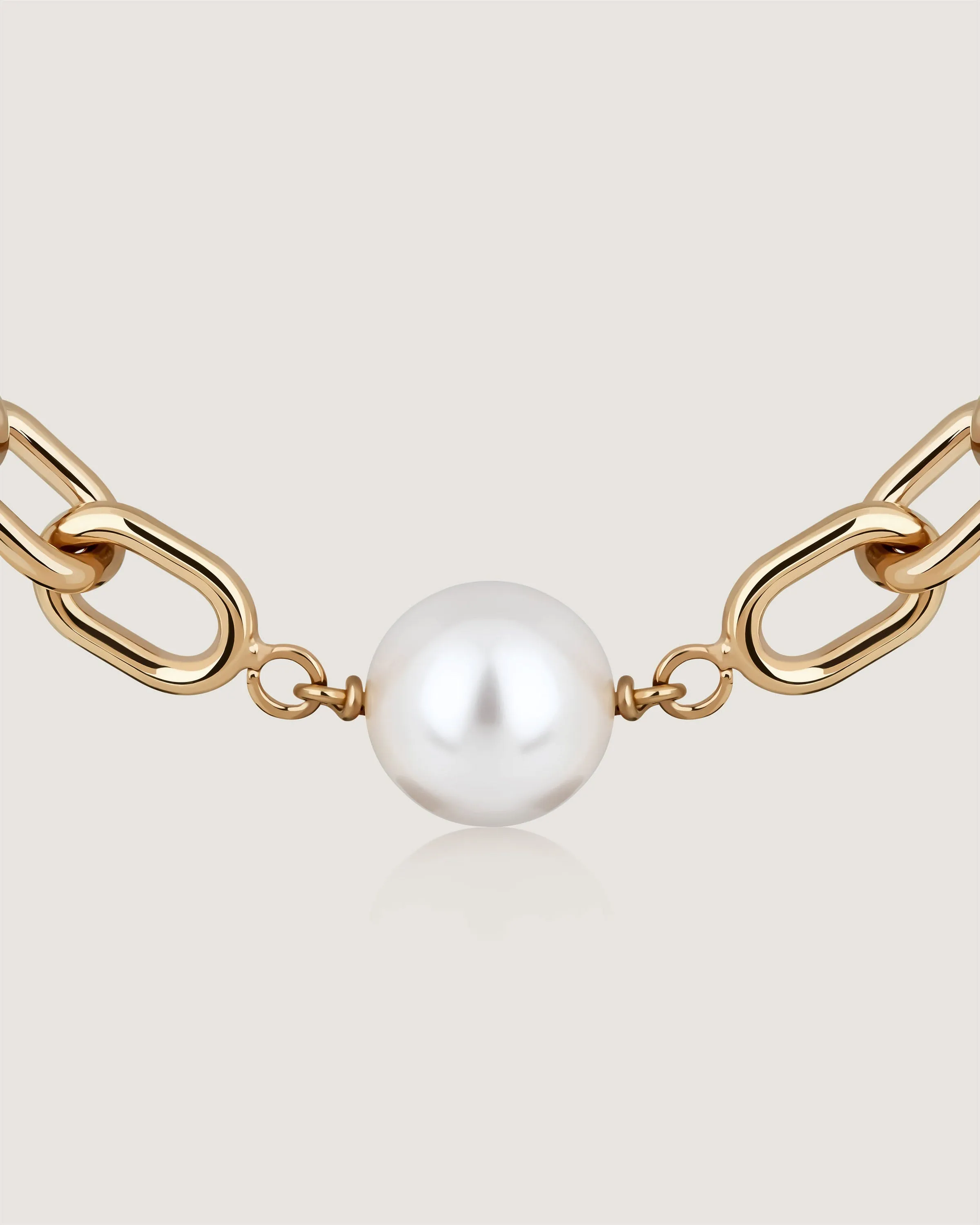 Pearl Link Necklace - 22 Carat Gold Gilded