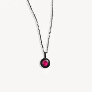 Pink Moon Sky Light Necklace in Black Matte
