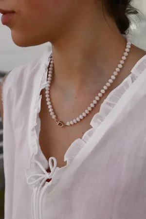 POWDER MORGANITE BEADED NECKLACE