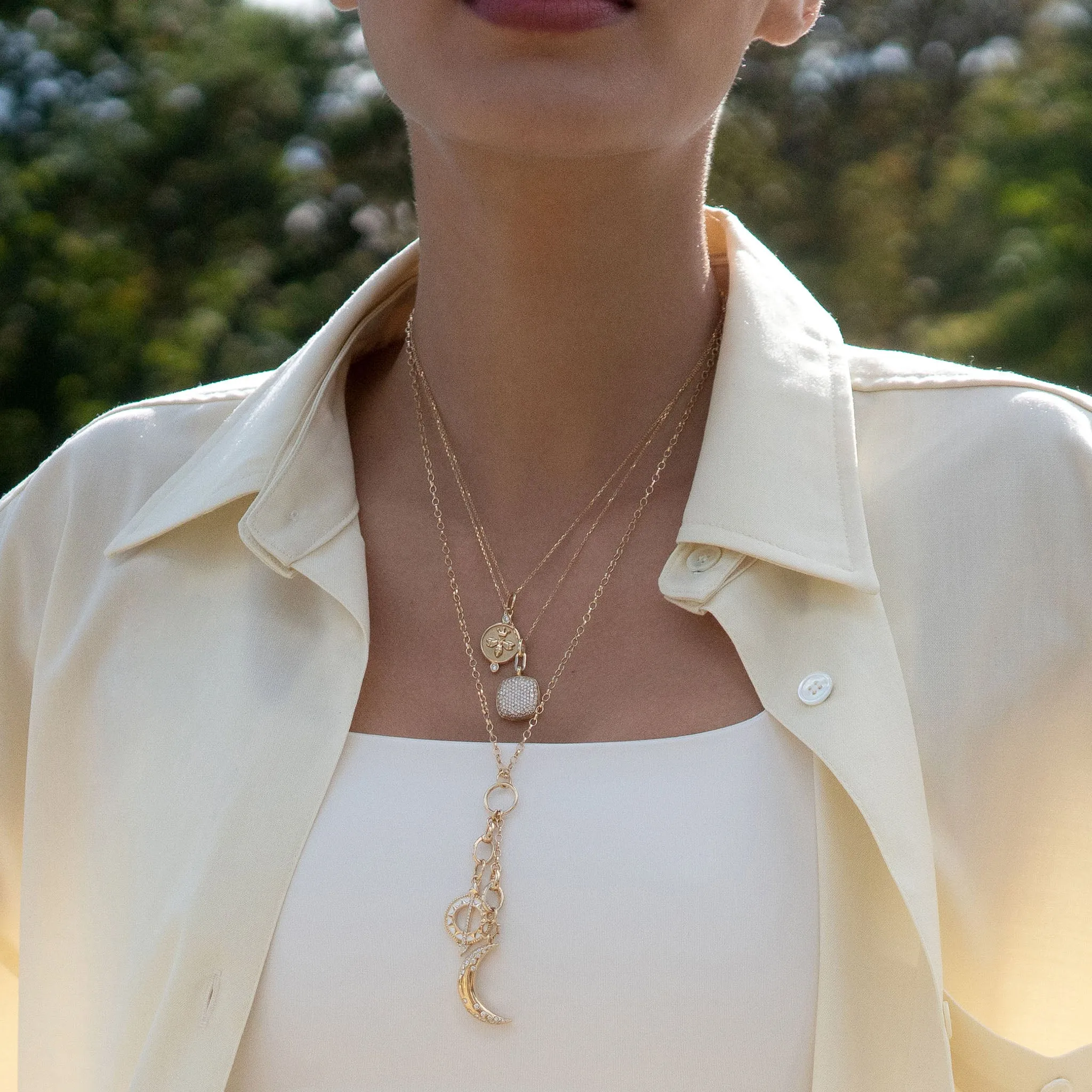 "Dream" Moon Charm with Diamonds