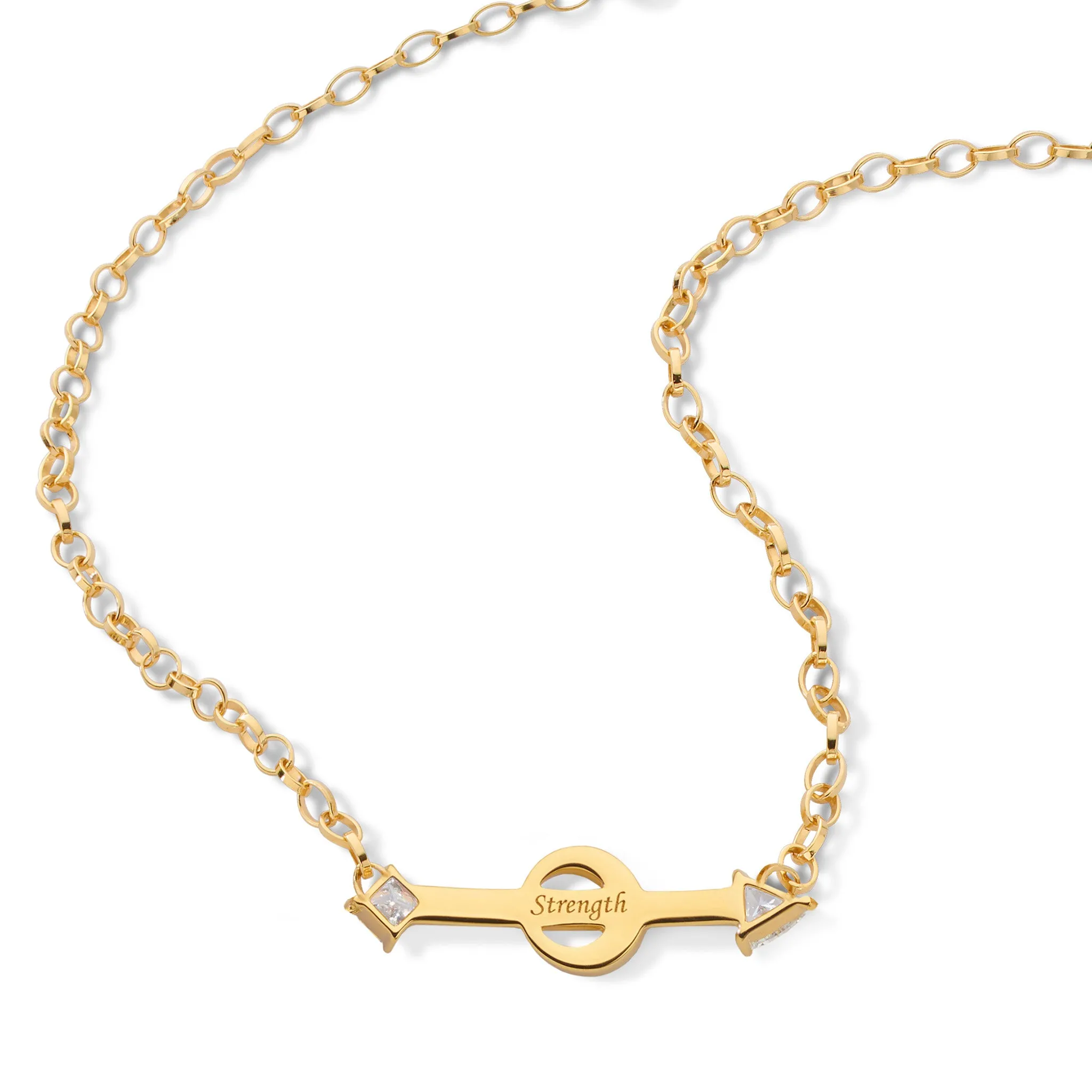 "Strength" Arrow and Diamond Petite Poesy Necklace