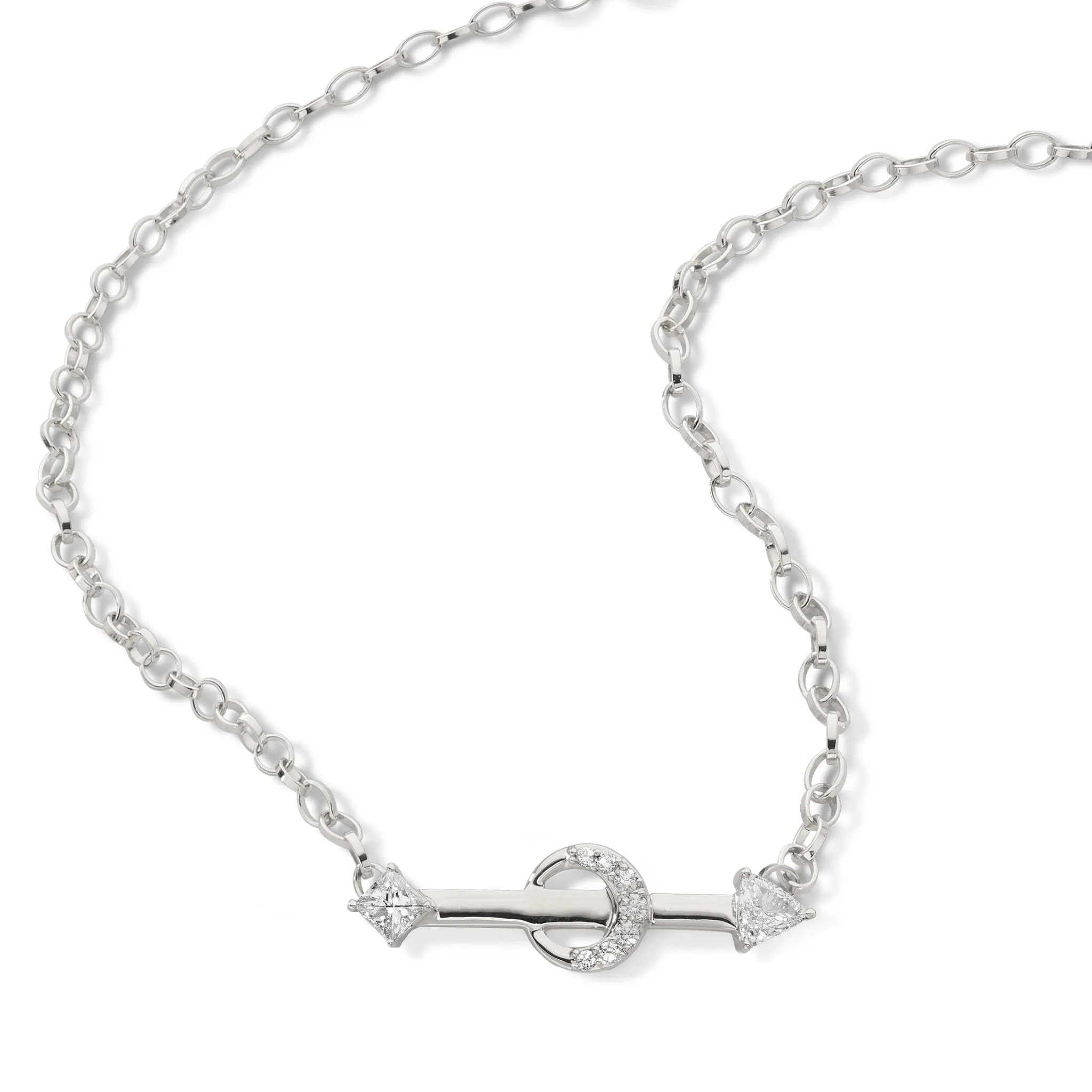 "Strength" Arrow Petite Poesy Sterling Silver Necklace