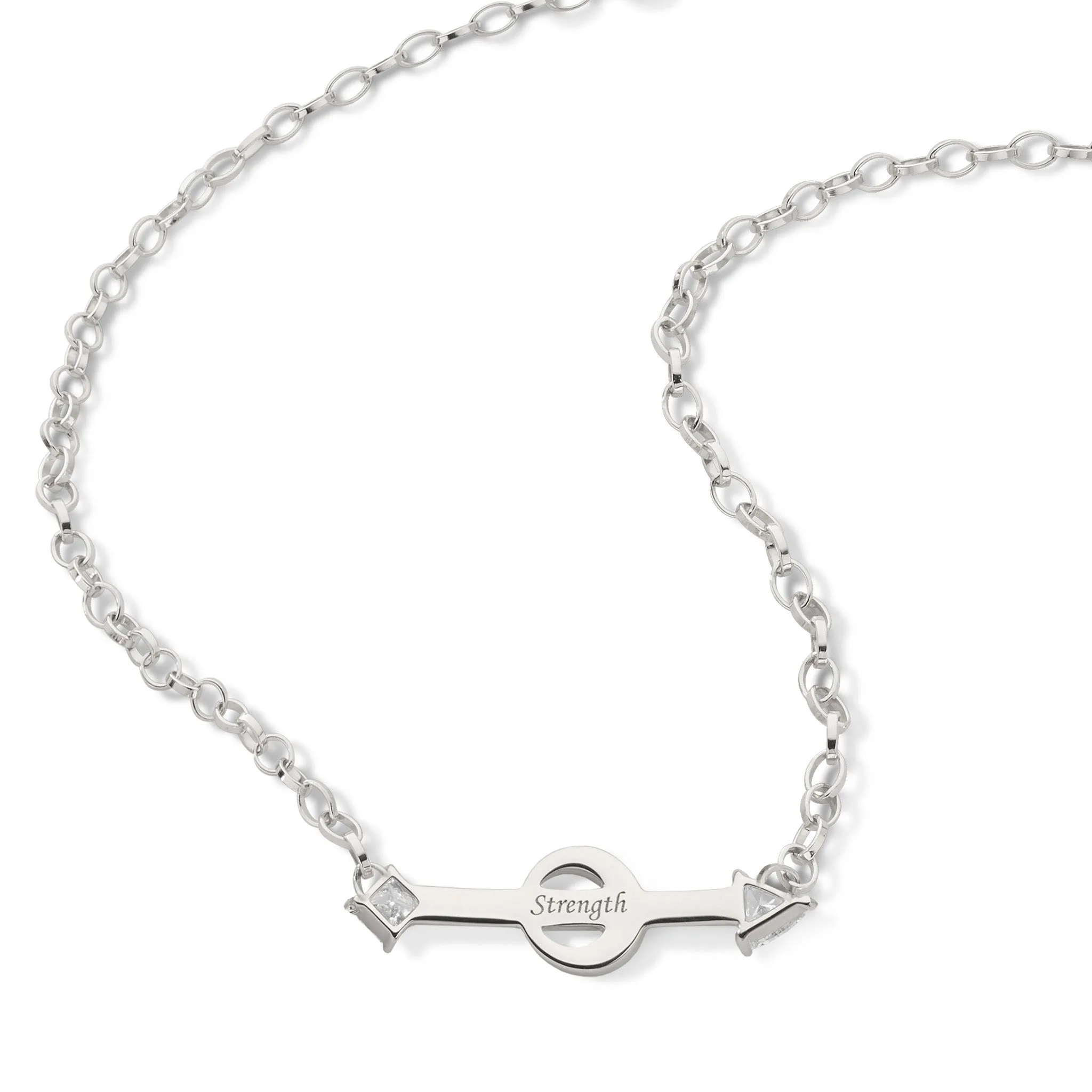 "Strength" Arrow Petite Poesy Sterling Silver Necklace