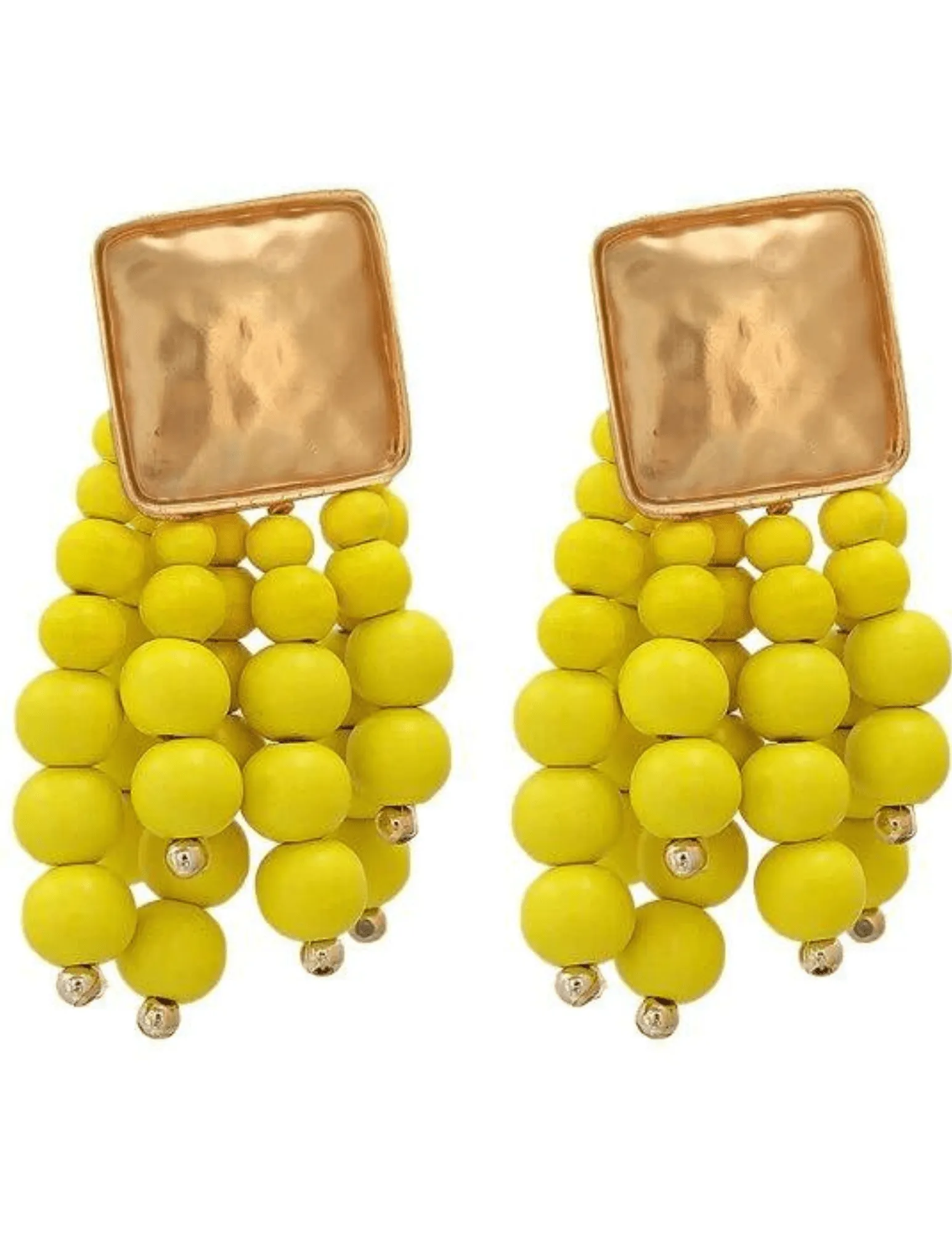 St. Barths La Robe Hammered Metal Beaded Tassel Earrings